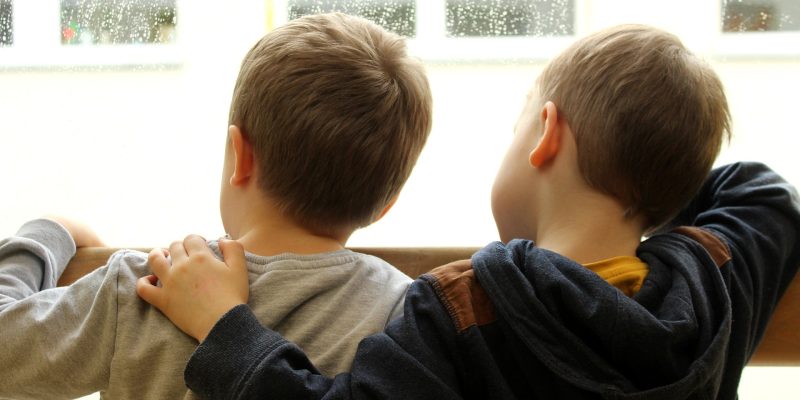 two children from the back